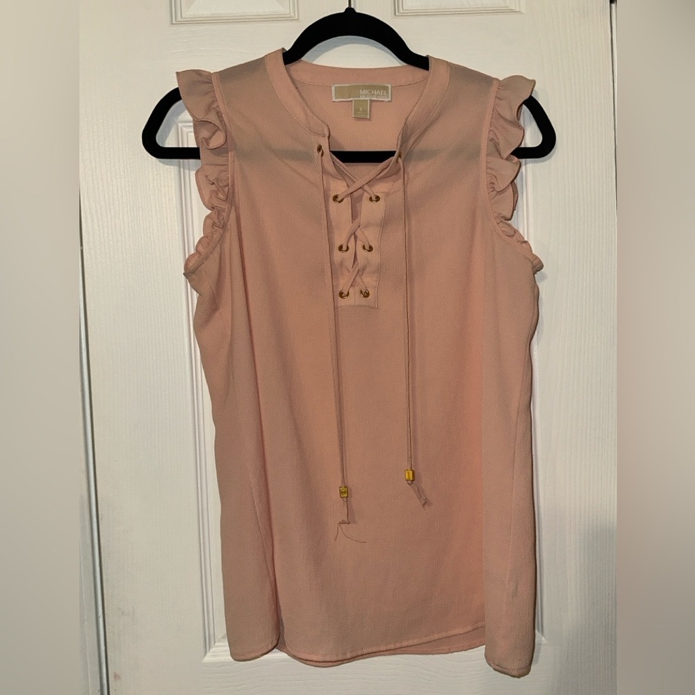Michael Kors Lace Up Pink Blouse - Picture 3 of 5